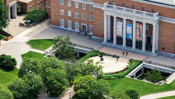Hornbake Plaza in Summer taken from a high vantage point at the University of Maryland