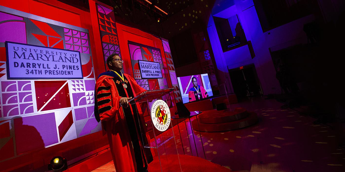 President Darryll J. Pines at Investiture Ceremony on April 22, 2021