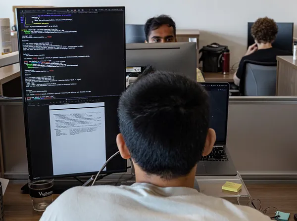 Students at computers